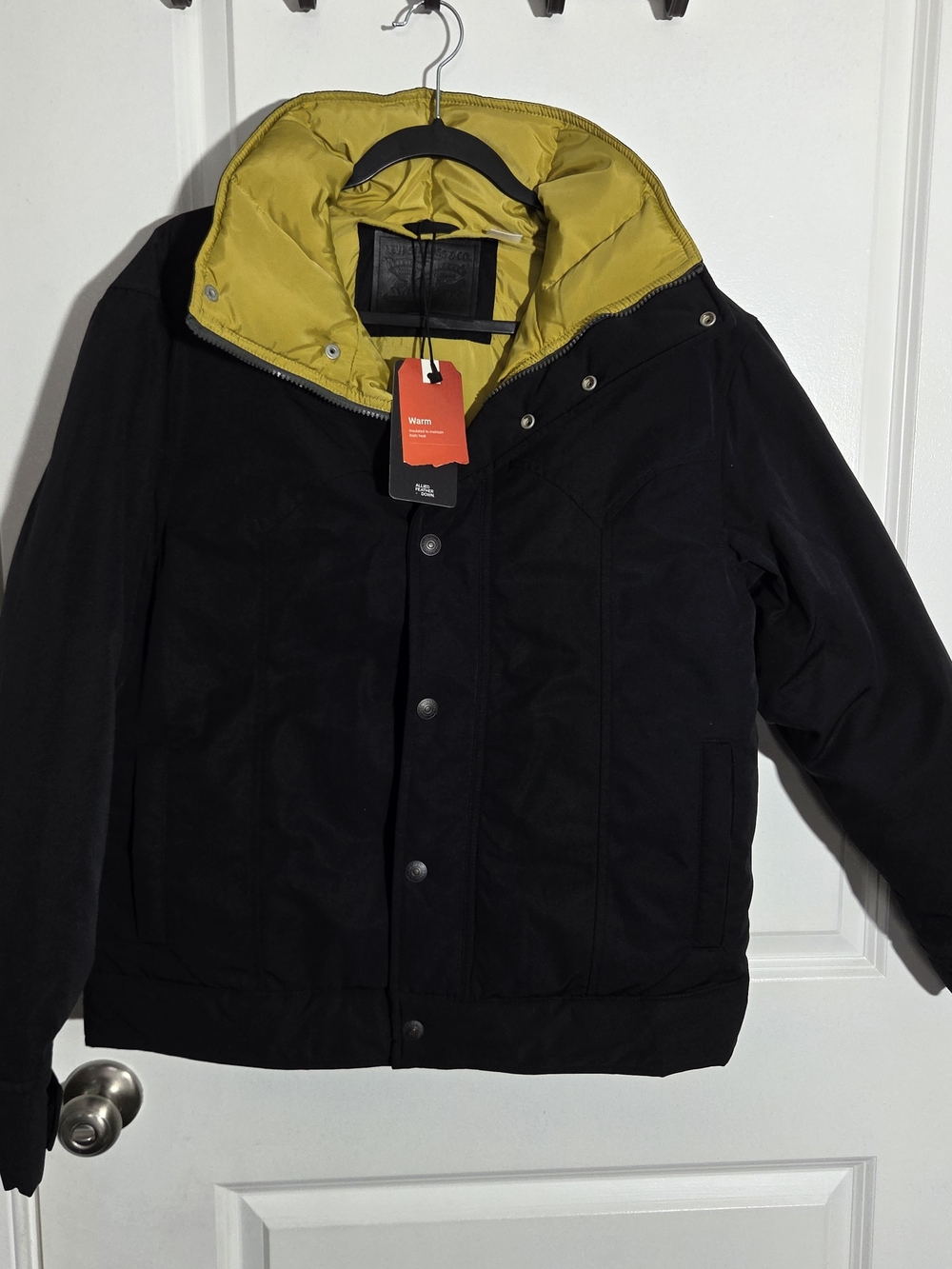 NWT MENS LEVI'S PUFFER JACKET COAT Small Allied Feather Down Black